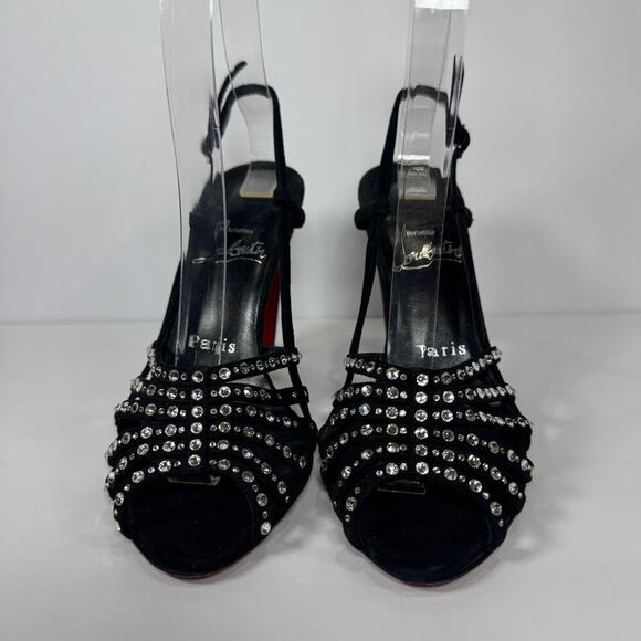 Christian Louboutin Vegastrassima 100 Crystal Heel Slingbacks Size 35.5/US 5.5 - Picture 2 of 8